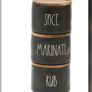 Rae Dunn New “SPICE-MARINATE-RUB” Stackable Jars